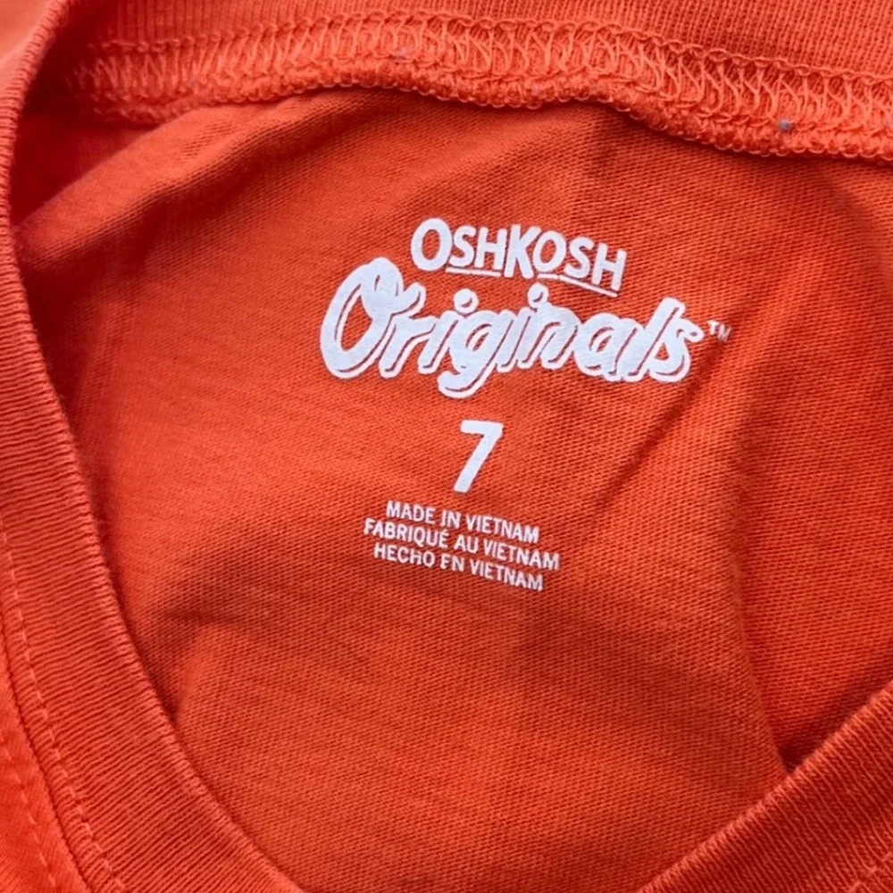 OshKosh Originals Boys Orange Skeleton Graphic Halloween Long Sleeve Size 7